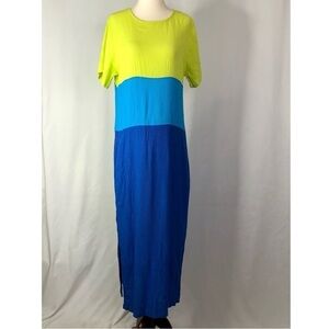 VINTAGE Diane von Furstenberg Color Authority dress color block crinkle rayon S